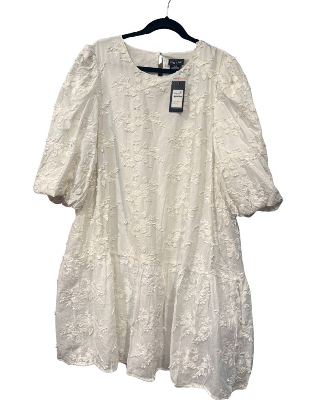 City Chic $139 NWT Ivory Layla Embroidered Floral Cotton Mini Dress Sz 18 Boho